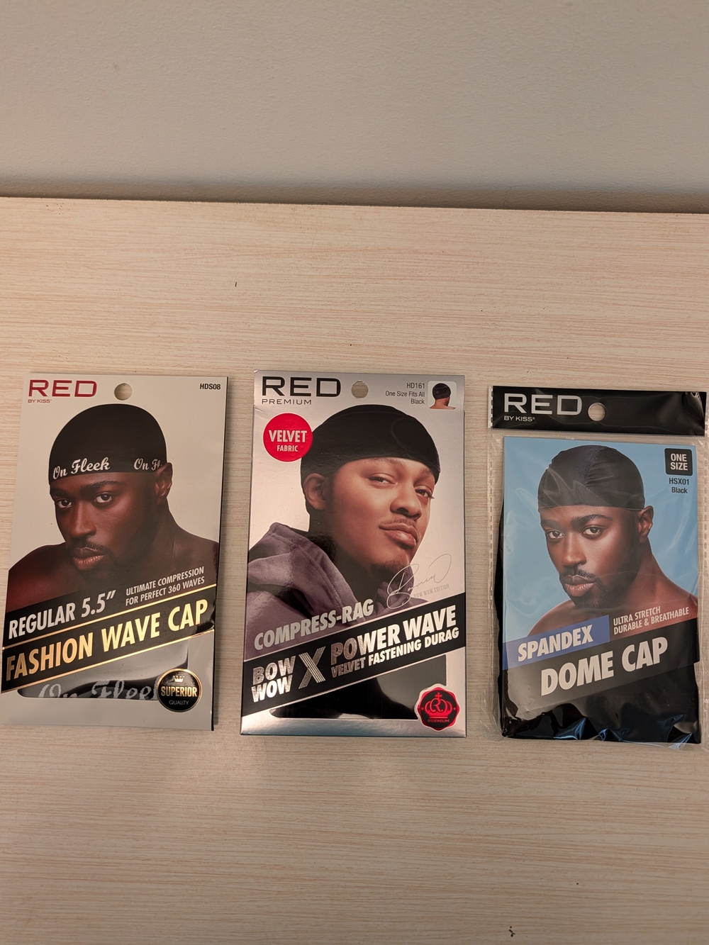 RED Premium Black Wave Cap - Velvet Compress-Rag for Men Lot